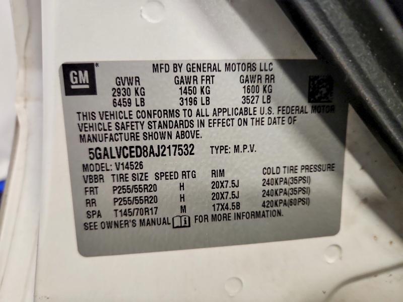59251276 :رقم المزاد ، 5GALVCED8AJ217532 vin ، 2010 Buick Enclave مزاد بيع