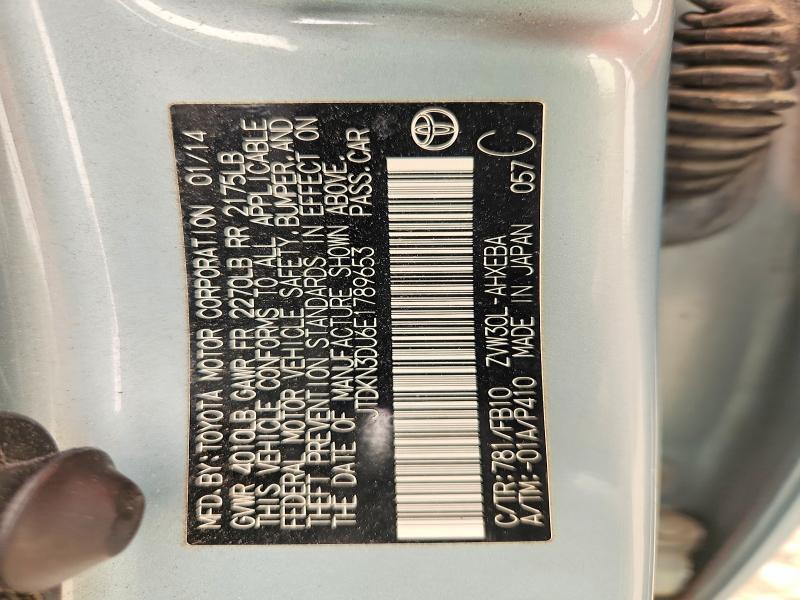 Продаж на аукціоні авто 2014 Toyota Prius, vin: JTDKN3DU6E1789653, номер лоту: 58542696