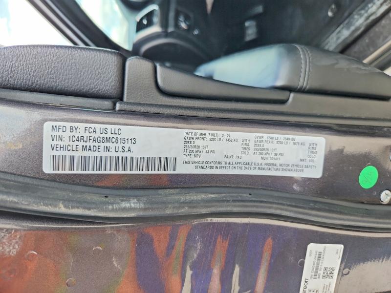 Продажа на аукционе авто 2021 Jeep Grand Cherokee, vin: 1C4RJFAG8MC615113, номер лота: 60214026