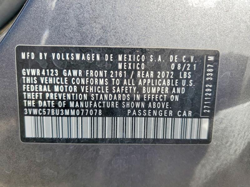 Продаж на аукціоні авто 2021 Volkswagen Jetta, vin: 3VWC57BU3MM077078, номер лоту: 60975146