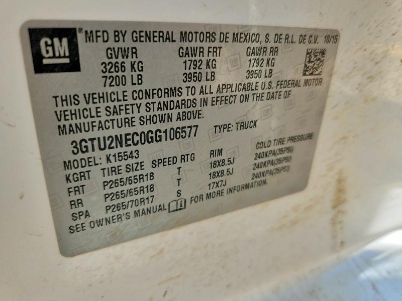 Продажа на аукционе авто 2016 Gmc Sierra, vin: 3GTU2NEC0GG106577, номер лота: 62796096