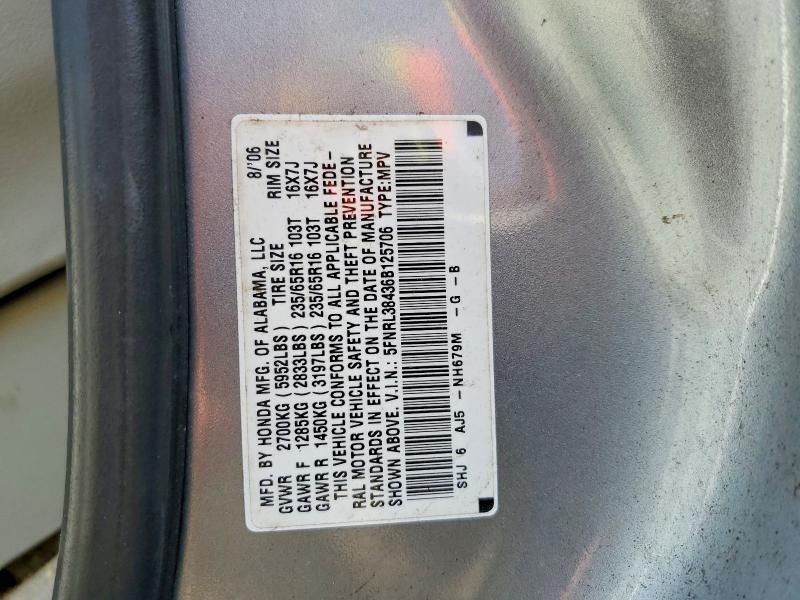 Aukcja sprzedaży 2006 Honda Odyssey, vin: 5FNRL38436B125706, numer aukcji: 59163106