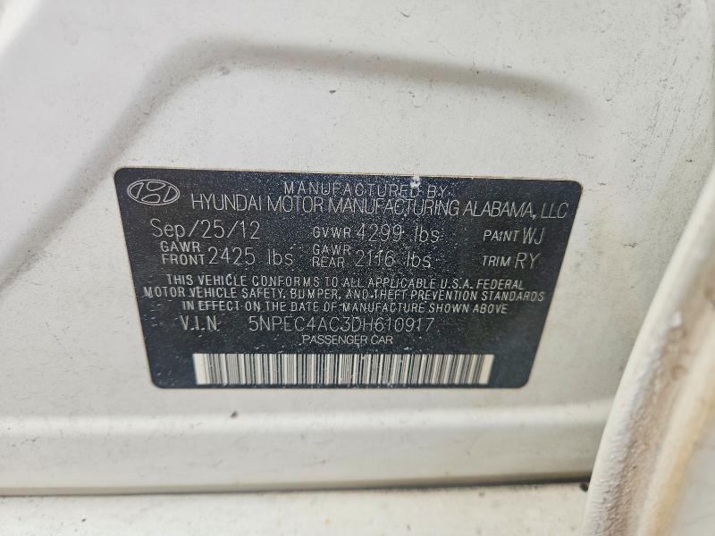 Aukcja sprzedaży 2013 Hyundai Sonata, vin: 5NPEC4AC3DH610917, numer aukcji: 61090416