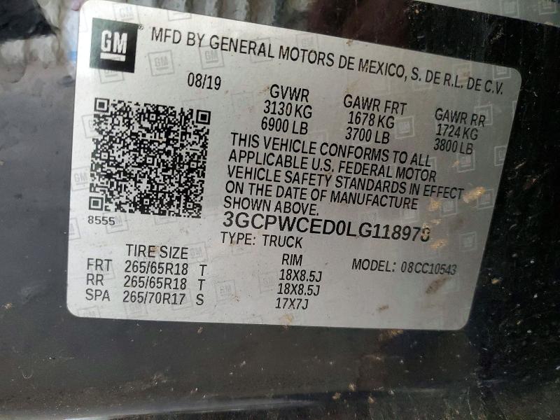 Aukcja sprzedaży 2020 Chevrolet Silverado, vin: 3GCPWCED0LG118978, numer aukcji: 62972656
