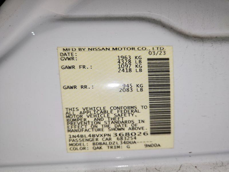 60028626 :رقم المزاد ، 1N4BL4BVXPN368026 vin ، 2023 Nissan Altima مزاد بيع