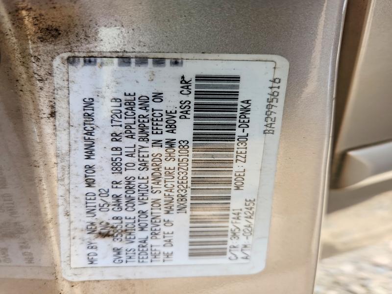 59656076 :رقم المزاد ، 1NXBR32E63Z051083 vin ، 2003 Toyota Corolla مزاد بيع