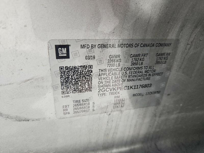 60254136 :رقم المزاد ، 2GCVKPEC1K1176803 vin ، 2019 Chevrolet Silverado Ld مزاد بيع