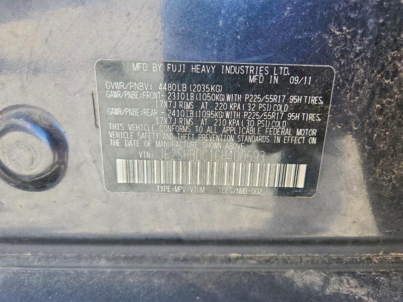 Aukcja sprzedaży 2012 Subaru Forester, vin: JF2SHBDC1CH400593, numer aukcji: 59881516