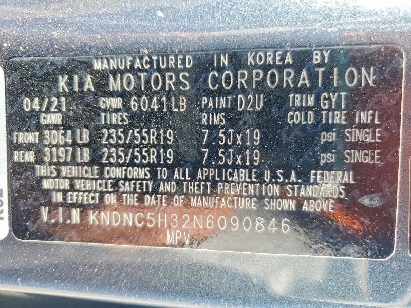 61760446 :رقم المزاد ، KNDNC5H32N6090846 vin ، 2022 Kia Carnival مزاد بيع