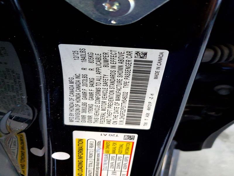 Продаж на аукціоні авто 2026 Honda Civic, vin: 2HGFE2F57TH546032, номер лоту: 61775676