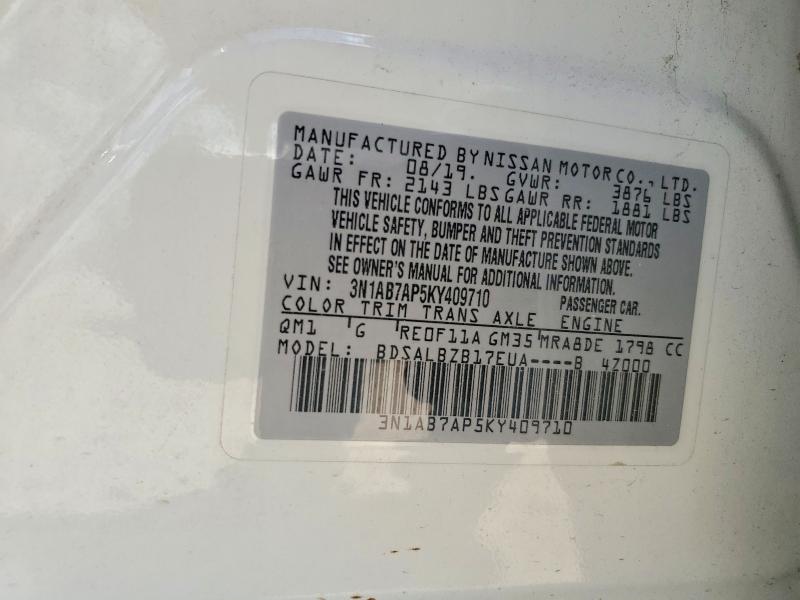 59082666 :رقم المزاد ، 3N1AB7AP5KY409710 vin ، 2019 Nissan Sentra مزاد بيع