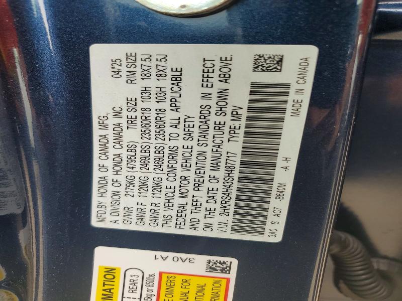Продажа на аукционе авто 2025 Honda Cr-v, vin: 2HKRS4H43SH487717, номер лота: 61800076