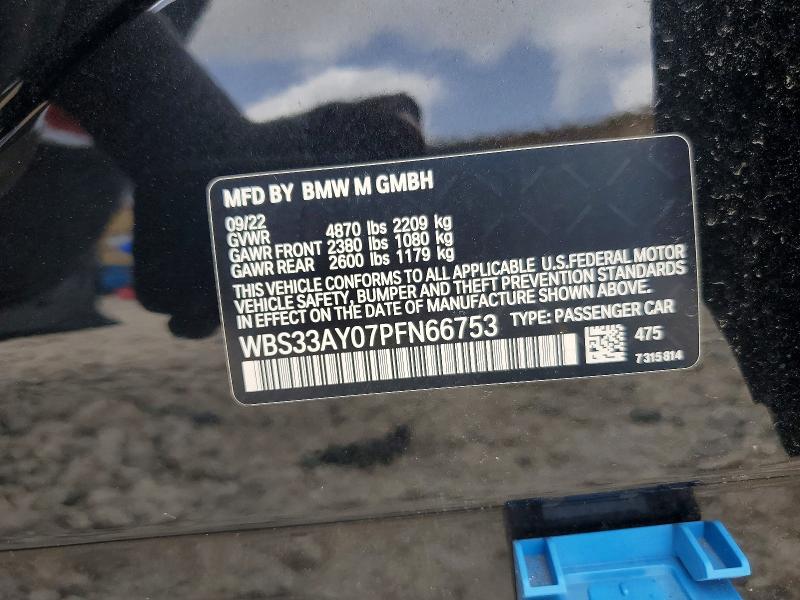 Aukcja sprzedaży 2023 Bmw M3, vin: WBS33AY07PFN66753, numer aukcji: 60635276