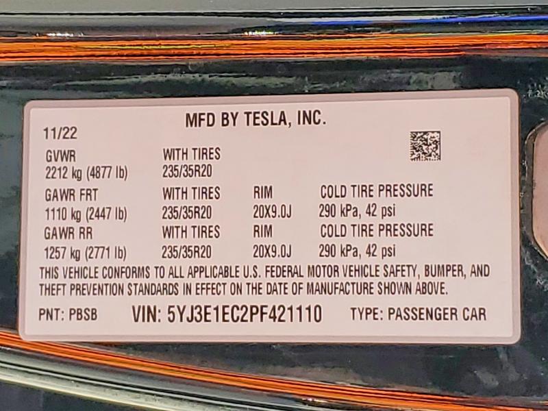 61058636 :رقم المزاد ، 5YJ3E1EC2PF421110 vin ، 2023 Tesla Model 3 مزاد بيع