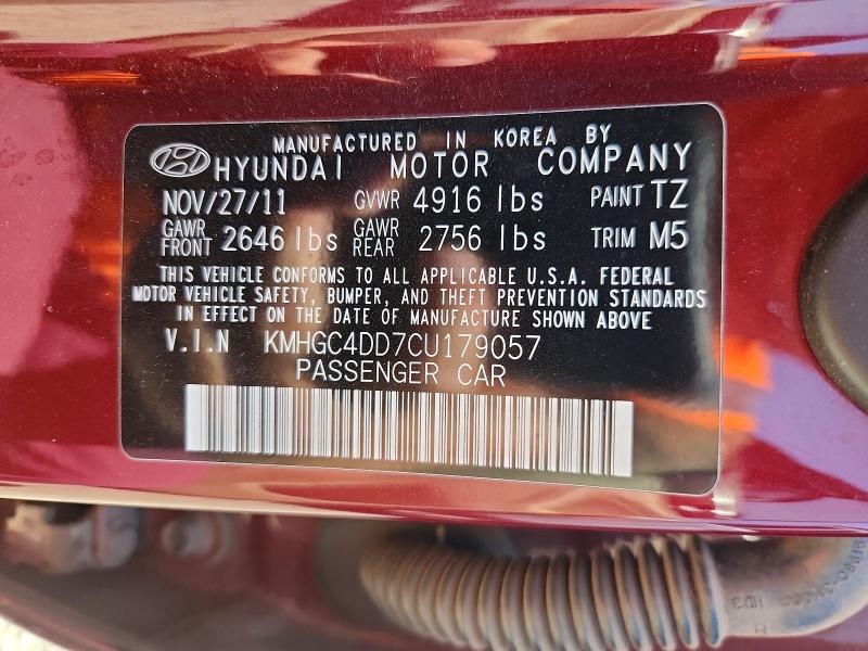 Aukcja sprzedaży 2012 Hyundai Genesis, vin: KMHGC4DD7CU179057, numer aukcji: 59652566