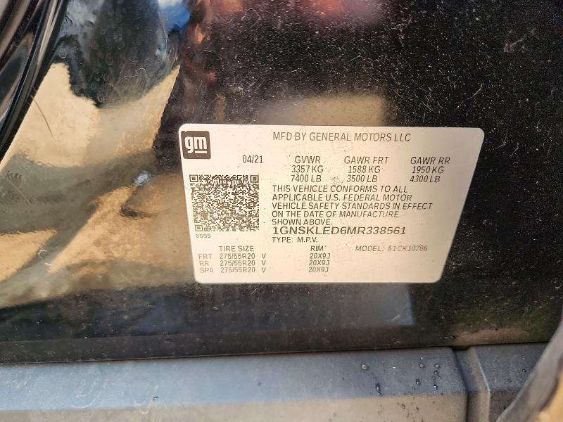 Aukcja sprzedaży 2021 Chevrolet Tahoe, vin: 1GNSKLED6MR338561, numer aukcji: 60894466