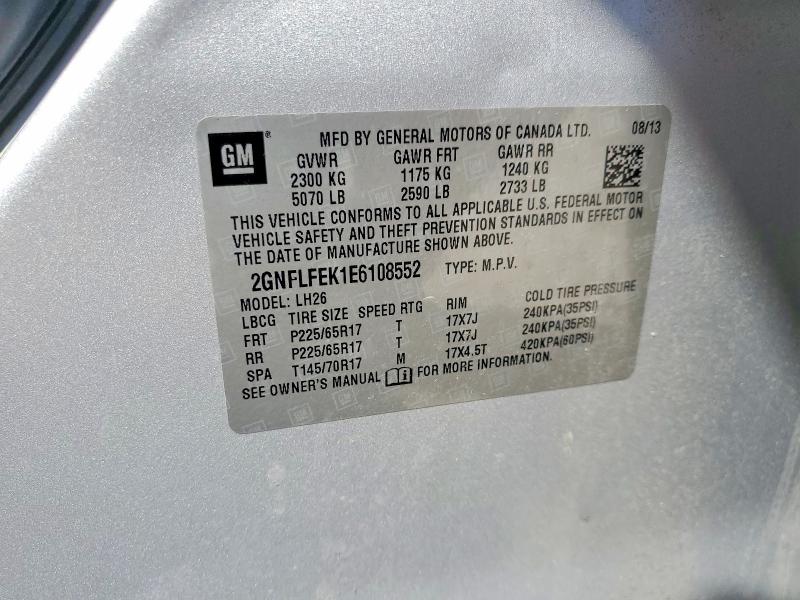 2014 Chevrolet Equinox მანქანა იყიდება აუქციონზე, vin: 2GNFLFEK1E6108552, აუქციონის ნომერი: 62671706