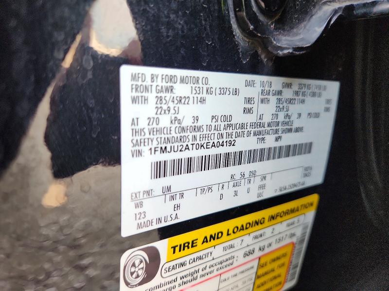 2019 Ford Expedition მანქანა იყიდება აუქციონზე, vin: 1FMJU2AT0KEA04192, აუქციონის ნომერი: 60425776