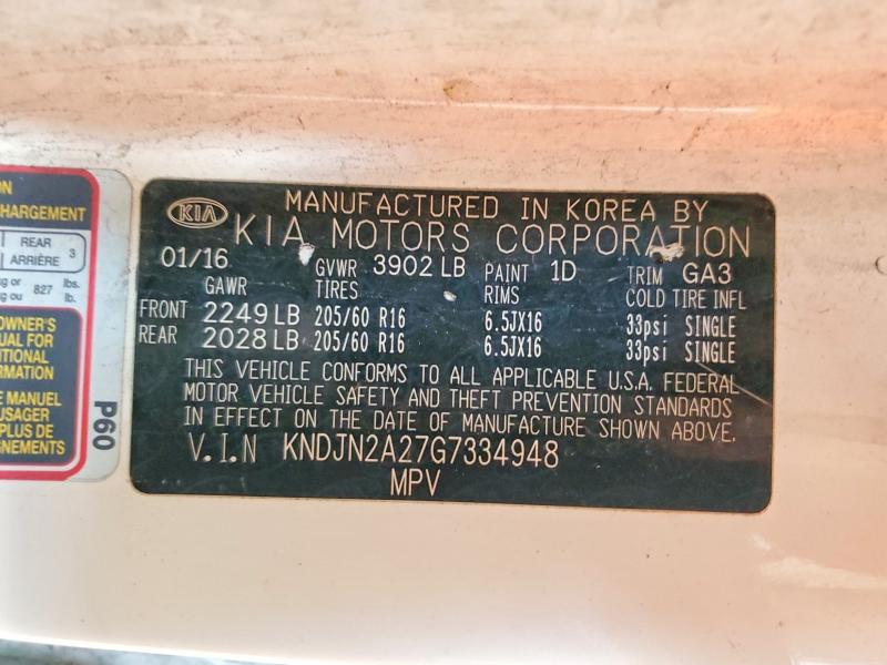 Продажа на аукционе авто 2016 Kia Soul, vin: KNDJN2A27G7334948, номер лота: 61085066