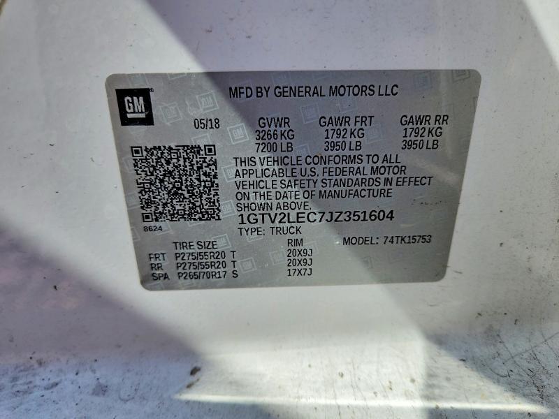 Продажа на аукционе авто 2018 Gmc Sierra, vin: 1GTV2LEC7JZ351604, номер лота: 62058266