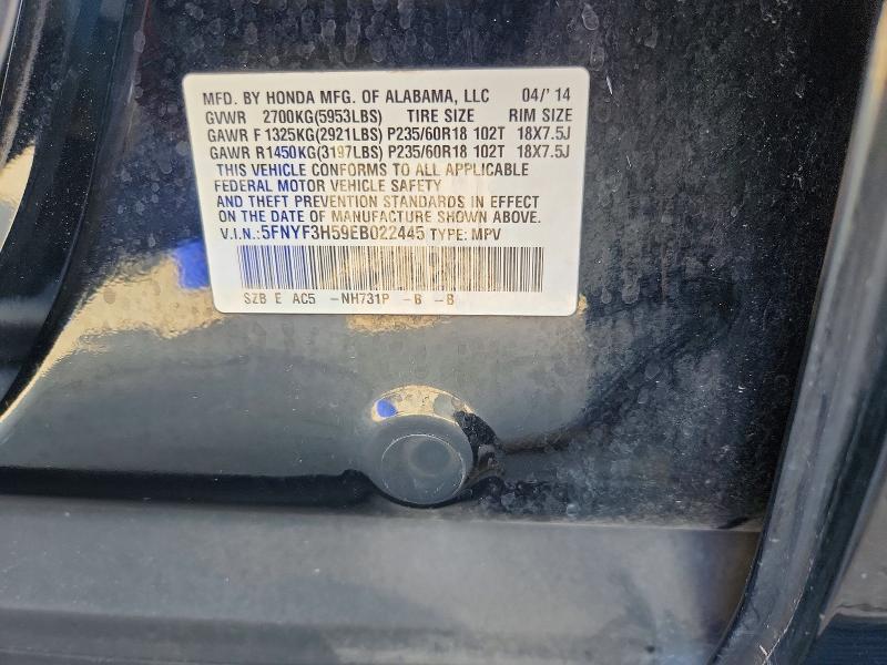 2014 Honda Pilot მანქანა იყიდება აუქციონზე, vin: 5FNYF3H59EB022445, აუქციონის ნომერი: 62315336