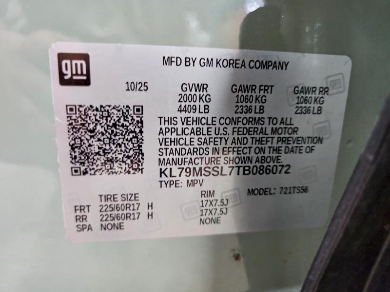 59114426 :رقم المزاد ، KL79MSSL7TB086072 vin ، 2026 Chevrolet Trailblazer مزاد بيع