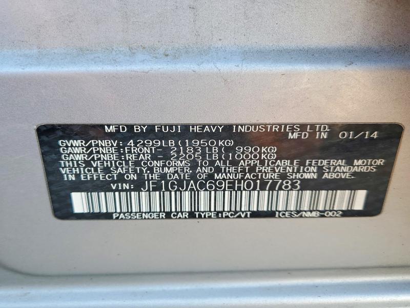Продажа на аукционе авто 2014 Subaru Impreza, vin: JF1GJAC69EH017783, номер лота: 59005176