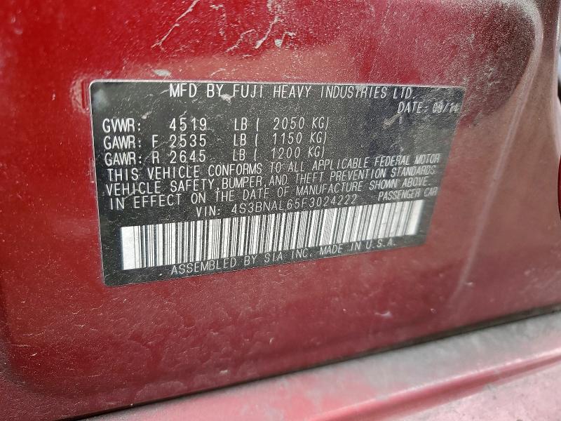 2015 Subaru Legacy მანქანა იყიდება აუქციონზე, vin: 4S3BNAL65F3024222, აუქციონის ნომერი: 61690266