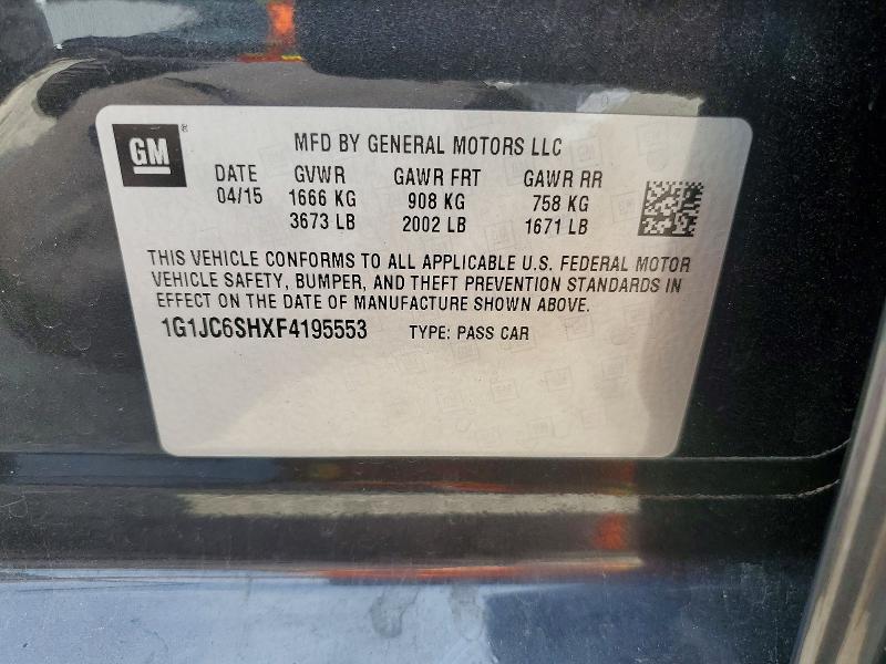 Продаж на аукціоні авто 2015 Chevrolet Sonic, vin: 1G1JC6SHXF4195553, номер лоту: 61808606
