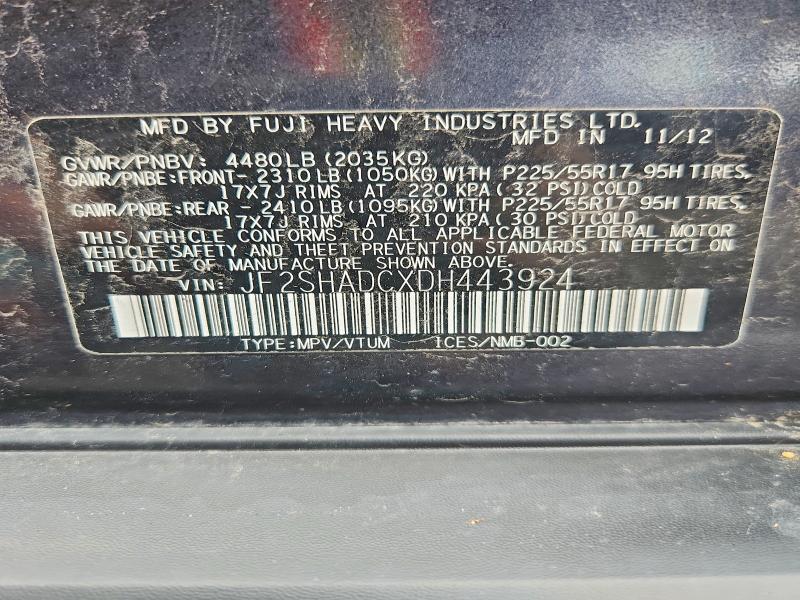 Продажа на аукционе авто 2013 Subaru Forester, vin: JF2SHADCXDH443924, номер лота: 63229646