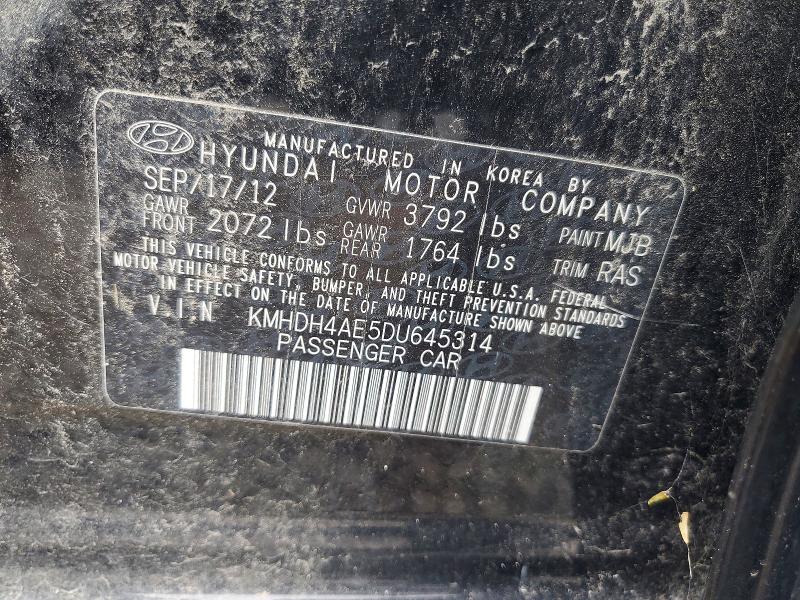 Продажа на аукционе авто 2013 Hyundai Elantra, vin: KMHDH4AE5DU645314, номер лота: 63116316