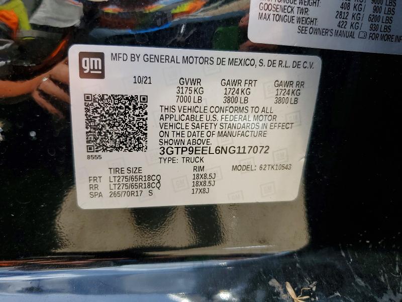 Продажа на аукционе авто 2022 Gmc Sierra Limited, vin: 3GTP9EEL6NG117072, номер лота: 62596646