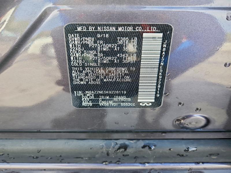 Aukcja sprzedaży 2019 Infiniti Qx80, vin: JN8AZ2NE5K9228119, numer aukcji: 61821086