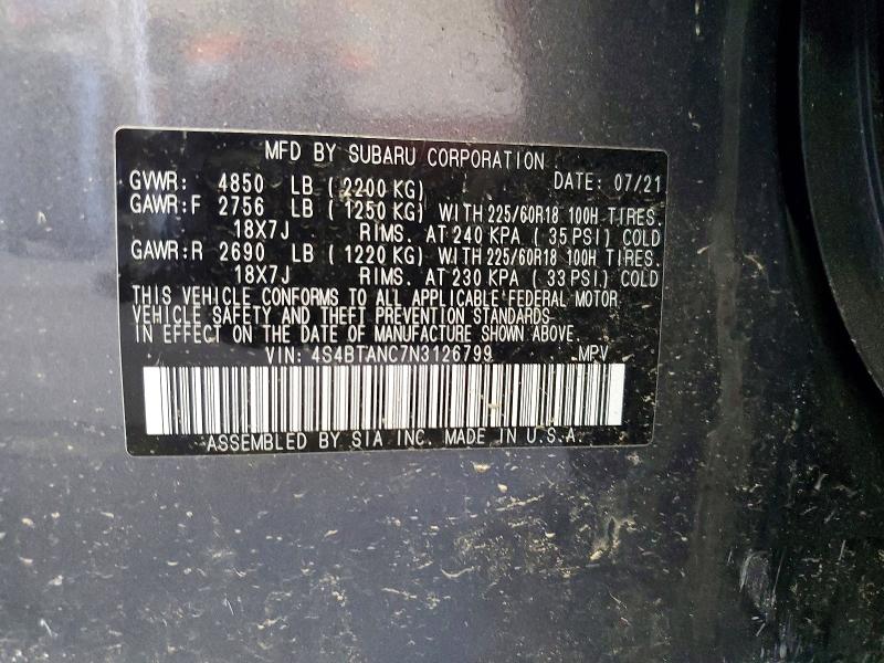 Продажа на аукционе авто 2022 Subaru Outback, vin: 4S4BTANC7N3126799, номер лота: 59220956