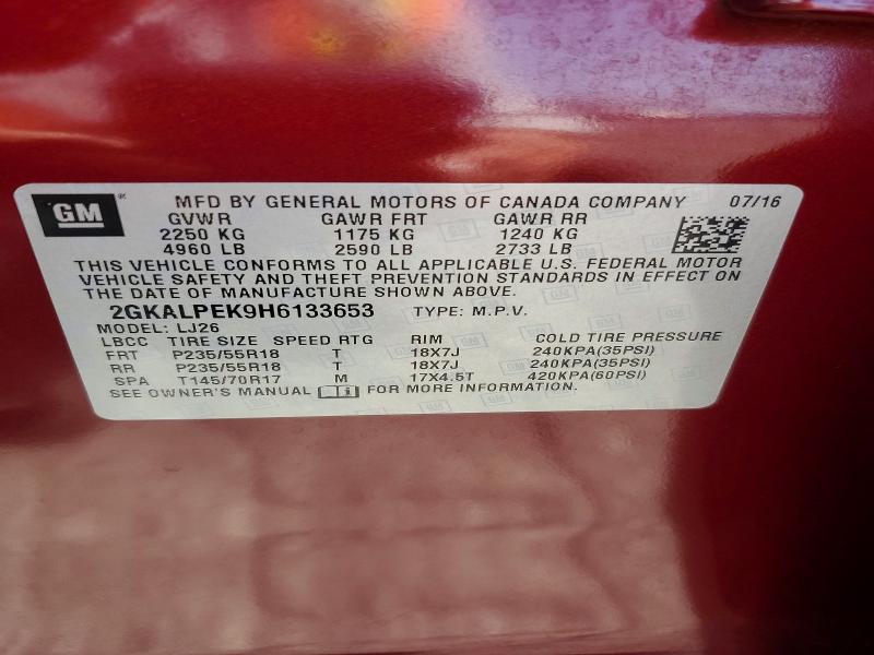 Продажа на аукционе авто 2017 Gmc Terrain, vin: 2GKALPEK9H6133653, номер лота: 62865366