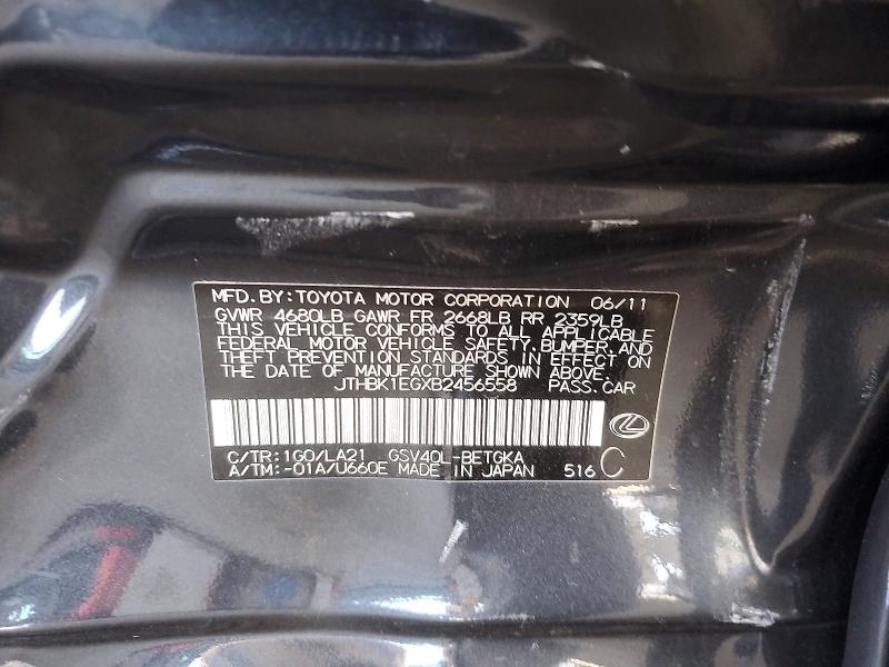 Aukcja sprzedaży 2011 Lexus Es, vin: JTHBK1EGXB2456558, numer aukcji: 63002926
