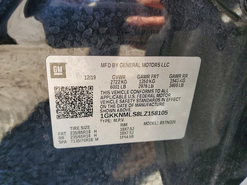 Auction sale of the 2020 Gmc Acadia, vin: 1GKKNMLS8LZ158105, lot number: 59894986