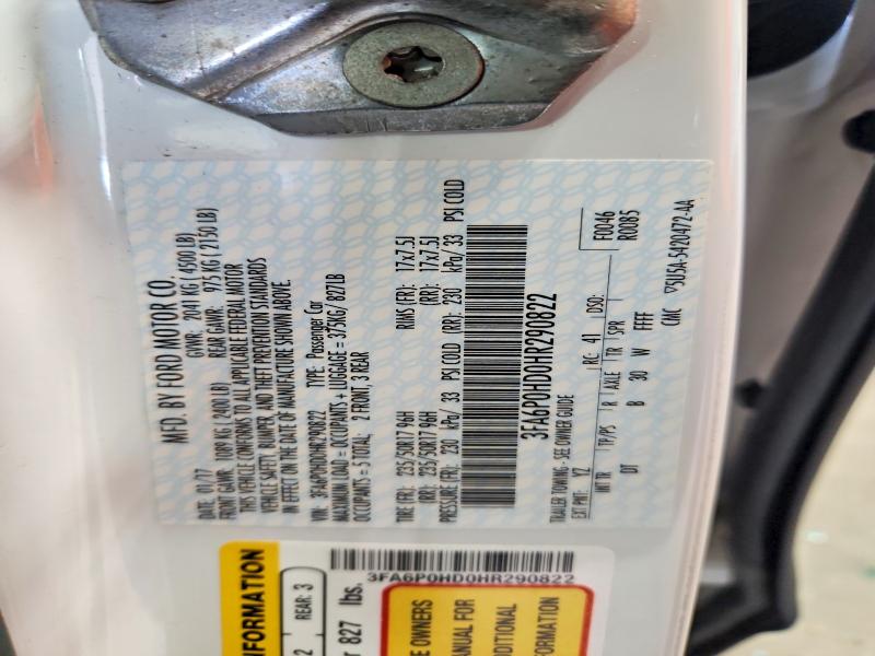 2017 Ford Fusion მანქანა იყიდება აუქციონზე, vin: 3FA6P0HD0HR290822, აუქციონის ნომერი: 60521486