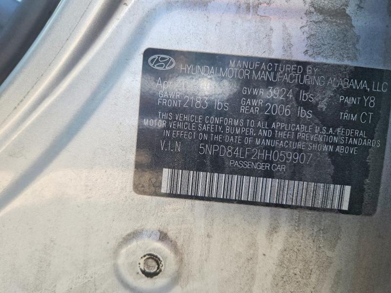 59817536 :رقم المزاد ، 5NPD84LF2HH059907 vin ، 2017 Hyundai Elantra مزاد بيع