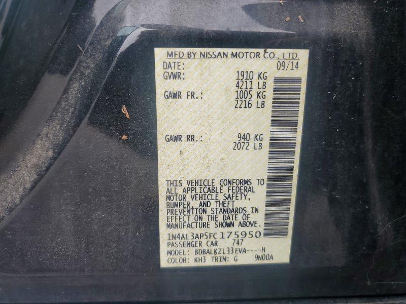 Продаж на аукціоні авто 2015 Nissan Altima, vin: 1N4AL3AP5FC175950, номер лоту: 60446586