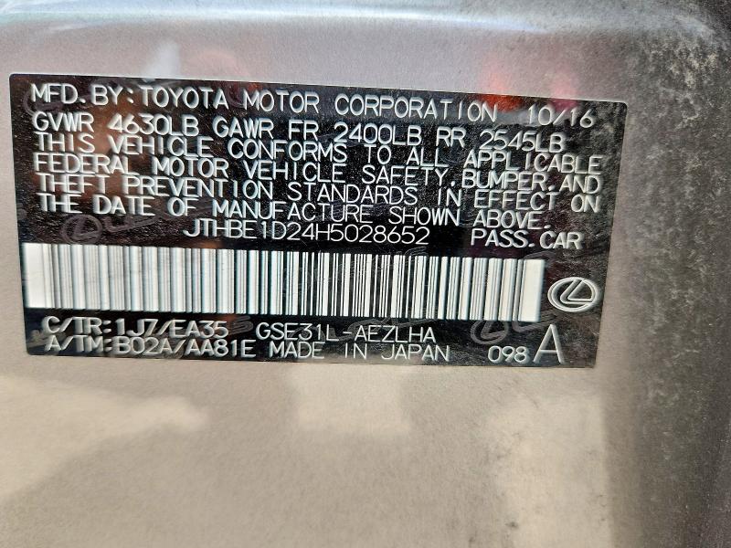 Aukcja sprzedaży 2017 Lexus Is, vin: JTHBE1D24H5028652, numer aukcji: 62859536