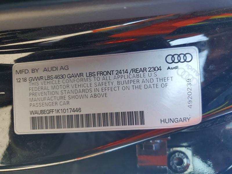 Aukcja sprzedaży 2019 Audi A3, vin: WAUBEGFF1K1017446, numer aukcji: 62002826