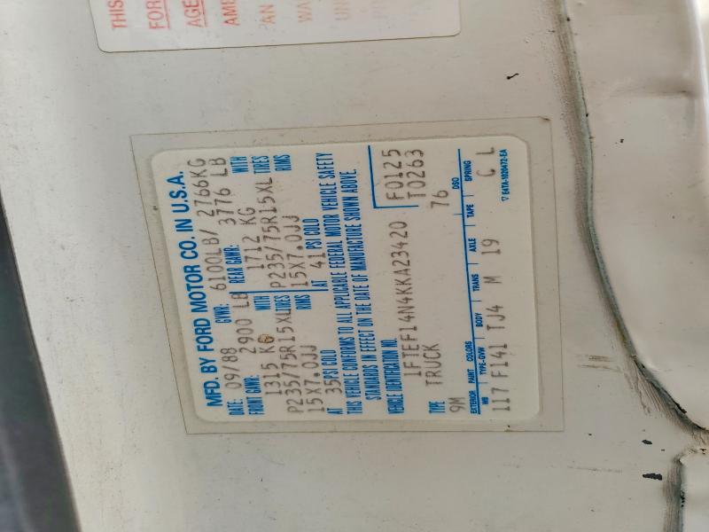 Продаж на аукціоні авто 1989 Ford F150, vin: 1FTEF14N4KKA23420, номер лоту: 62239056