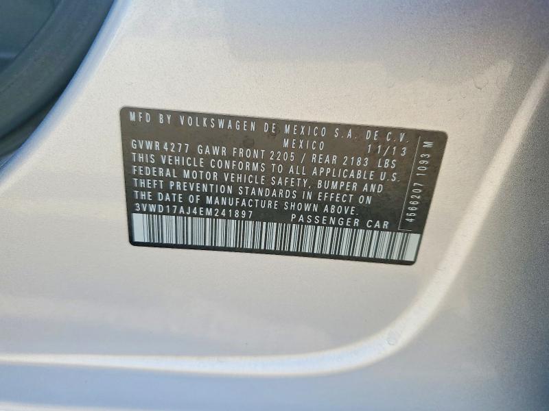 60974976 :رقم المزاد ، 3VWD17AJ4EM241897 vin ، 2014 Volkswagen Jetta مزاد بيع