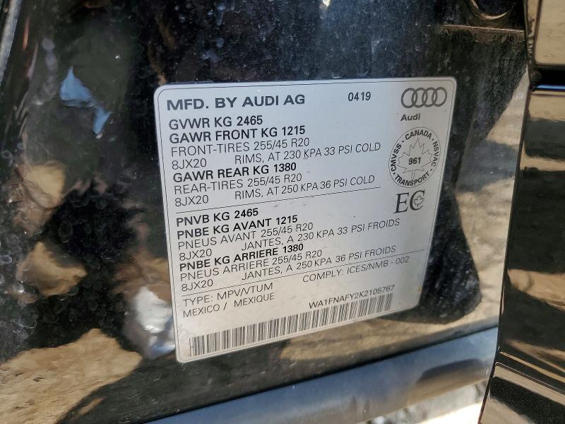 Продажа на аукционе авто 2019 Audi Q5, vin: WA1FNAFY2K2105767, номер лота: 61147496