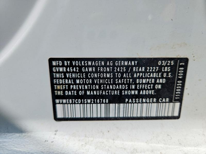 59882136 :رقم المزاد ، WVWEB7CD1SW216768 vin ، 2025 Volkswagen Golf R مزاد بيع