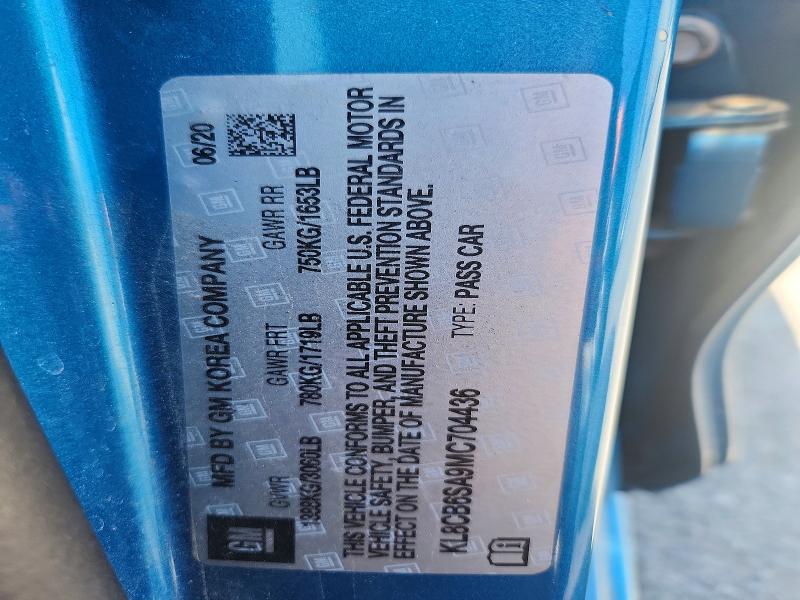 2021 Chevrolet Spark მანქანა იყიდება აუქციონზე, vin: KL8CB6SA9MC704436, აუქციონის ნომერი: 62440906