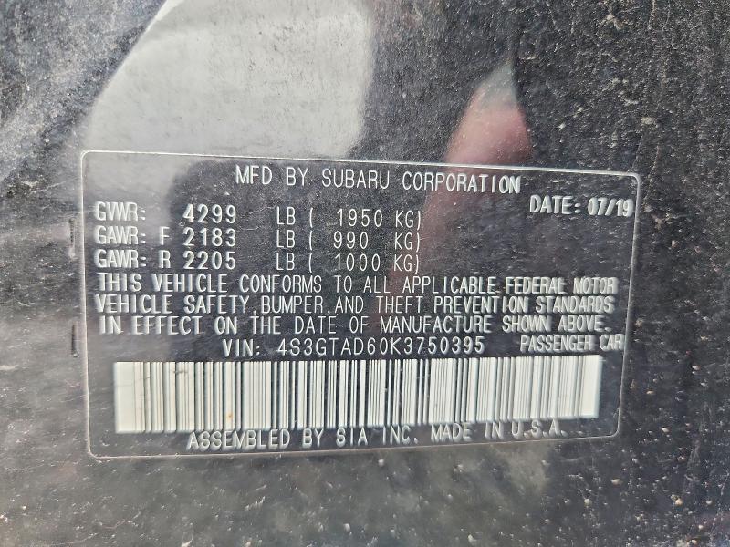 Продаж на аукціоні авто 2019 Subaru Impreza, vin: 4S3GTAD60K3750395, номер лоту: 60409906