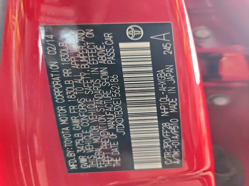 60643936 :رقم المزاد ، JTDKDTB3XE1562186 vin ، 2014 Toyota Prius C مزاد بيع