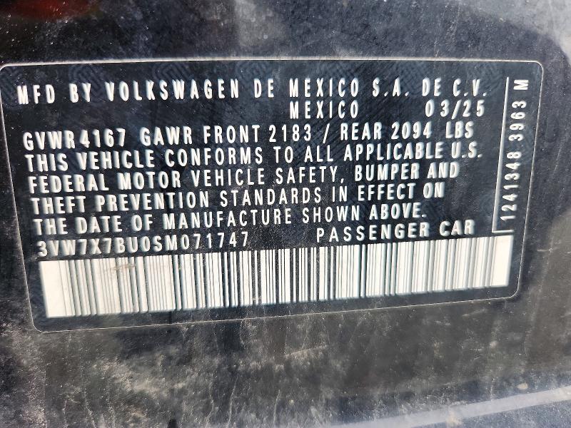 60865666 :رقم المزاد ، 3VW7X7BU0SM071747 vin ، 2025 Volkswagen Jetta مزاد بيع